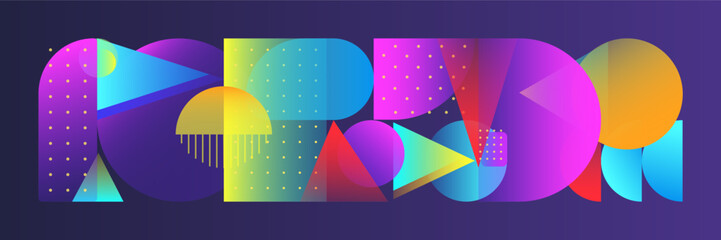 Cyberpunk neon design abstract pattern background of bold geometric vector shapes and minimal design elements for web banner, poster, artworks, digital prints and covers.