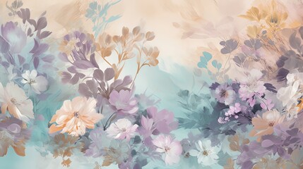 abstract flora background, beautiful spring pastel flowers garden in pastel tone color, pink, blue, orange, vintage dreamy tone color, Generative Ai