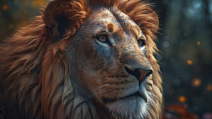 Naklejka premium Into the Wild: Stunning Realistic Illustration of Lion and Their Natural Habitat, Generative AI