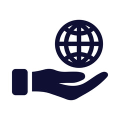 globe, hand, world, net, globe on hand icon