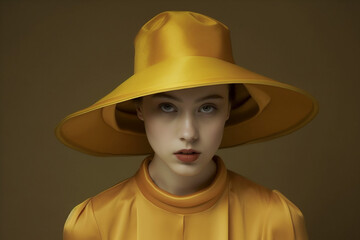 woman art latex creative glasses beauty style colourful hat portrait fashion. Generative AI.