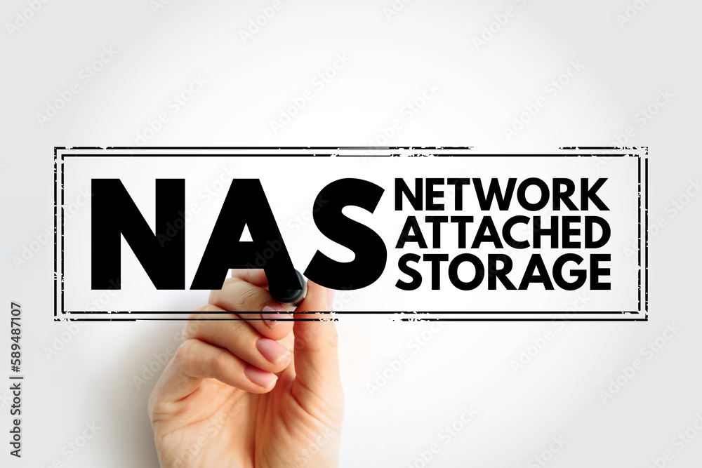 Aufkleber nas network-attached storage - file-level computer data storage server connected to a computer netwo
