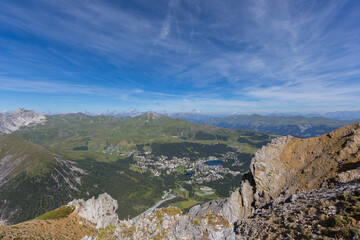 Fototapeta na wymiar Arosa viewed from Schiesshorn mountain in summer