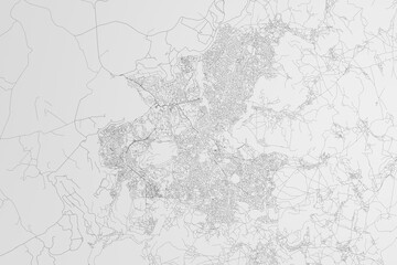 Map of the streets of Maseru (Lesotho) on white background. 3d render, illustration