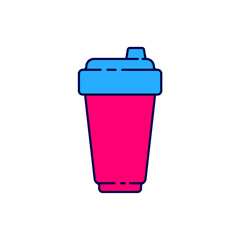 Filled outline Fitness shaker icon isolated on white background. Sports shaker bottle with lid for water and protein cocktails. Vector