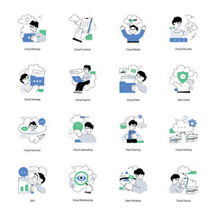 Fototapeta premium A Set of Scalable Cloud Hosting Flat Illustrations 