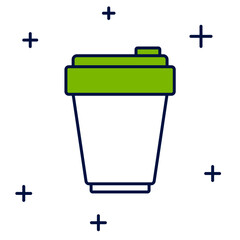 Filled outline Fitness shaker icon isolated on white background. Sports shaker bottle with lid for water and protein cocktails. Vector