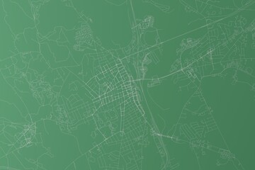 Stylized map of the streets of Concord (New Hampshire, USA) made with white lines on green background. Top view. 3d render, illustration