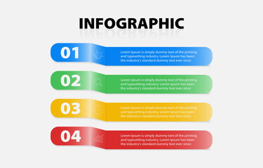 Rectangular infographic design presents with 4 steps. Template vector presentation business infographic 4 elements. Ideal for business presentations, educational materials, or marketing materials.