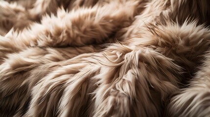 Fluffy fur texture, featuring animal fur with a feather-like appearance in white or brown shades. Generative AI