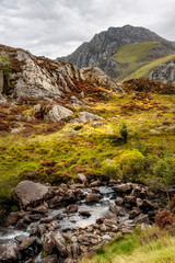 Stream near Pont Pen-y-benglog, Bangor, Ogwen Valley, Snowdonia, Wales, UK