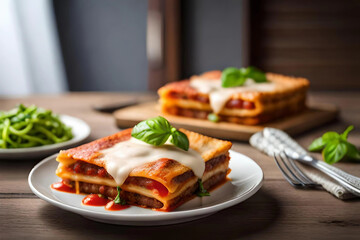 A Mouthwatering italian Lasagna, created with generative ai technology