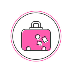 Filled outline Suitcase for travel icon isolated on white background. Traveling baggage sign. Travel luggage icon. Vector