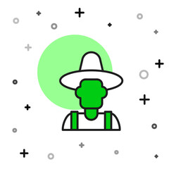 Filled outline Farmer in the hat icon isolated on white background. Vector