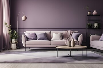 Monochrome Modern Living Room with Stylish Design Aesthetic, Photograph, AI Generated