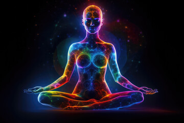 Human inner energy chakra meditation of mind body and soul, generative AI