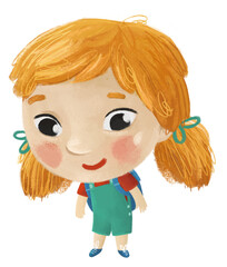 cartoon child kid girl pupil going to school learning childhood illustration for kids