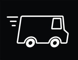 delivery van or truck, simple icon, vector illustration