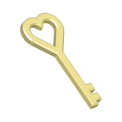 heart key, heart shaped key, vector illustration 