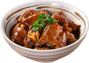 Taiwanese traditional food pork knuckle isolated for Chinese Lunar New Year meal.