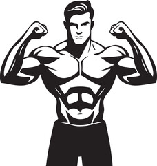 Fototapeta premium Bodybuilder male silhouette, fitness gym graphics, isolated on white background vector illustration