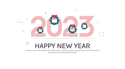 Merry christmas and happy new year holidays celebration concept copy space horizontal flat illustration.	
