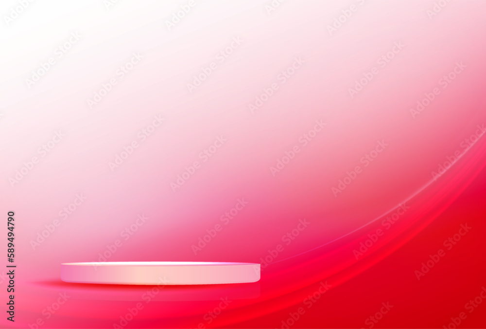 Canvas Prints illustration with an isolated round podium on a gentle light red background