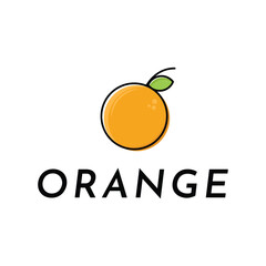 fruit orange fresh lines art colorful logo design vector symbol icon illustration