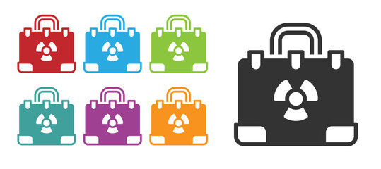 Black Radiation nuclear suitcase icon isolated on white background. Set icons colorful. Vector