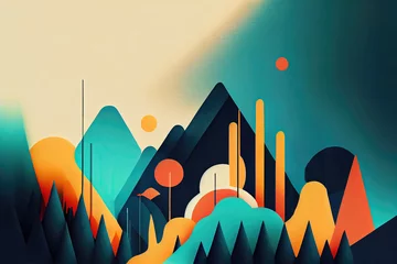 Fototapeten Modern abstract mountain landscape illustration design (Generative AI) © Robert Kneschke