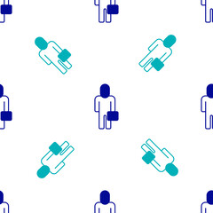 Blue Businessman icon isolated seamless pattern on white background. Business avatar symbol user profile icon. Male user sign. Vector