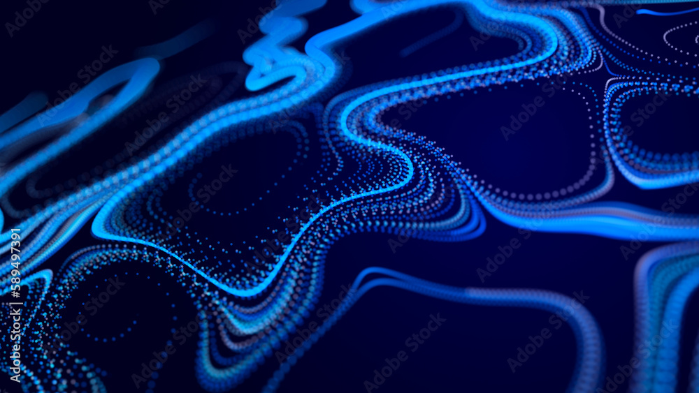 Fototapete abstract virtual space. artificial intelligence. accumulation of data. 3d illustration.