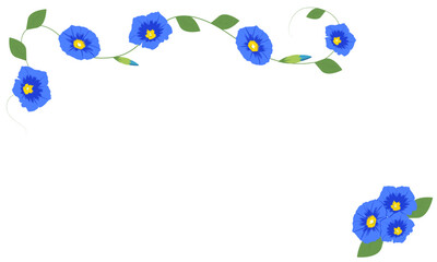 Floral Frame, Abstract background, Frame with Leaves and blue Flowers, Border, Sticker, Nature, Vintage, Vector Illustration