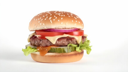 Tasty beef burger. Illustration Generative AI.