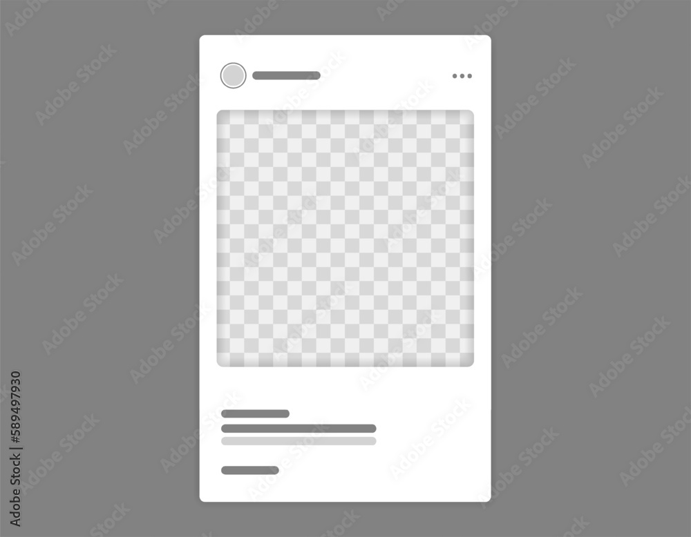 Poster Empty carousel post template mockup. Mobile app interface with blank pictures, editable posts. Scroll frame pages, social media photography.