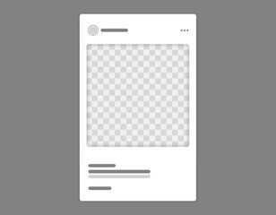 Empty carousel post template mockup. Mobile app interface with blank pictures, editable posts. Scroll frame pages, social media photography.