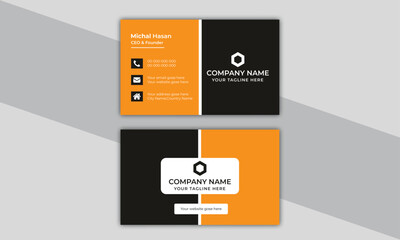 Double-sided creative modern Horizontal and vertical orange and black orientation layout Individual inspiration Vector clean style theme Luxury illustration minimalist print template business card