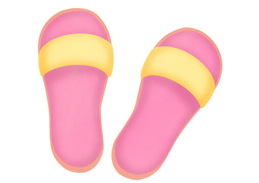 Pink beach slippers on a transparent background. Fashionable summer trends beauty and comfort