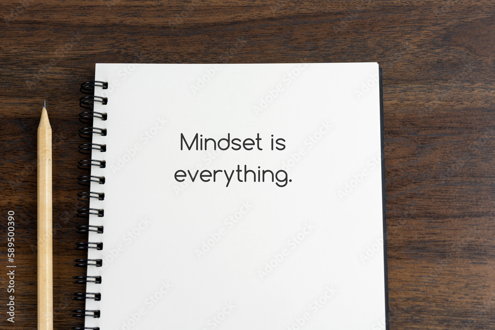 Wall mural short inspirational quotes text on note pad - mindset is everything