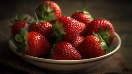 A Close-up of Glossy Strawberries in Soft Natural Light