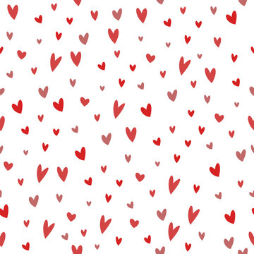 Seamless vector pattern. Red and pink hearts. Valentine's Day background 