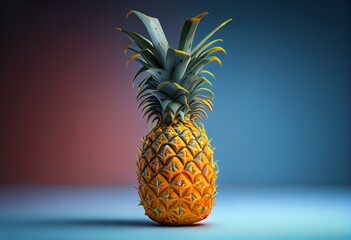 Single ripe pineapple isolated. Generative AI