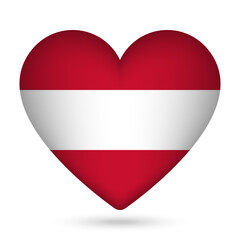 Austria flag in heart shape. Vector illustration.
