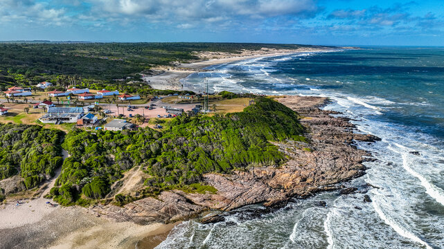 Aerial of the beaches in the Santa Teresa National Park, Uruguay