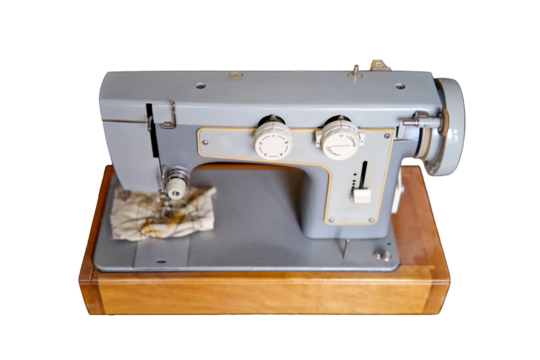 Electric sewing machine produced in the Soviet Union (USSR), isolated on a white background