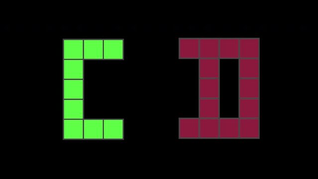 C,D Pixel Animation Letters, Alpha Channel