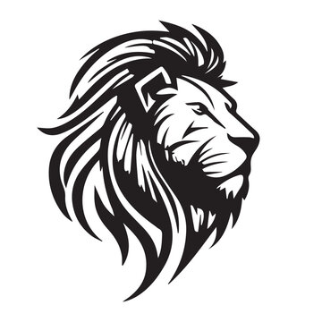 Vector image of a lion head on a white background. Silhouette svg illustration. 