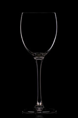Empty wine glass in black background