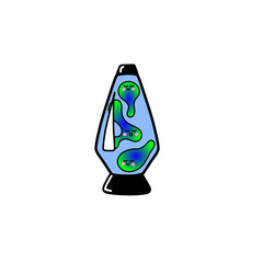 cartoon hand drawn lava lamp. groovy illustarted lavalamp vector isolated on a transparent background
