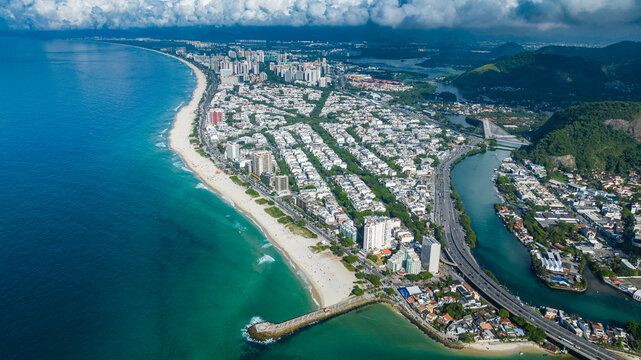 Aerial of Barra de Tijuca, Rio de Janeiro, Brazil